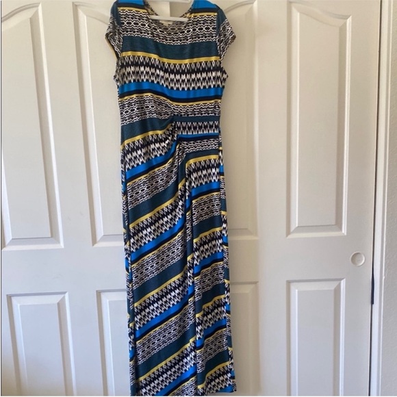 ECI Blue and Black Geometric Maxi Dress. Size XL - Picture 1 of 7